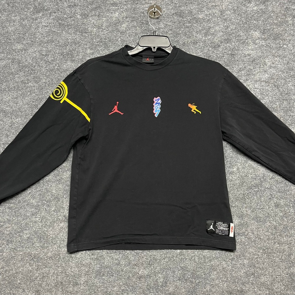 Jordan x Naruto Shippuden Zion Shirt Mens Large Black Kyuubi Long Sleeve DO6597